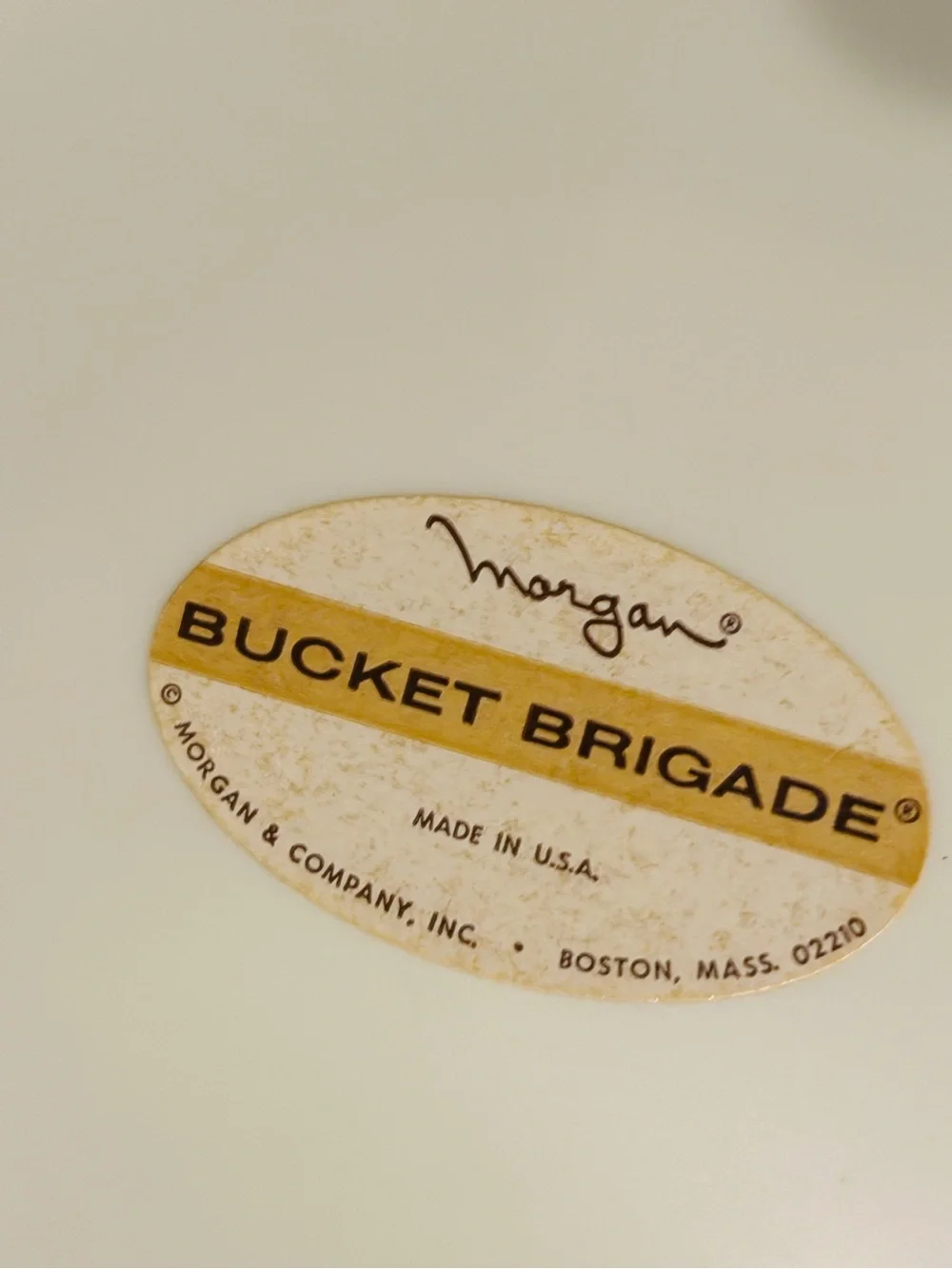 Vintage MCM Morgan Bucket Brigade Yellow Ice Bucket with White Handle